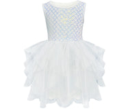 #ZP2204009  Girls' White Sequin Flower Dress