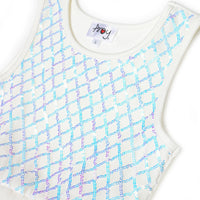 #ZP2204009  Girls' White Sequin Flower Dress
