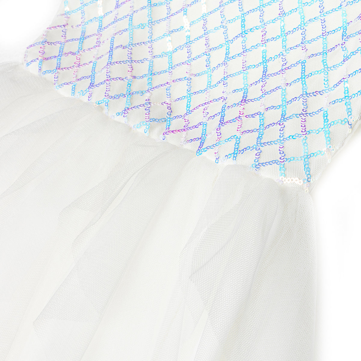 #ZP2204009  Girls' White Sequin Flower Dress