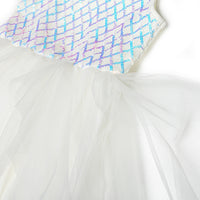 #ZP2204009  Girls' White Sequin Flower Dress
