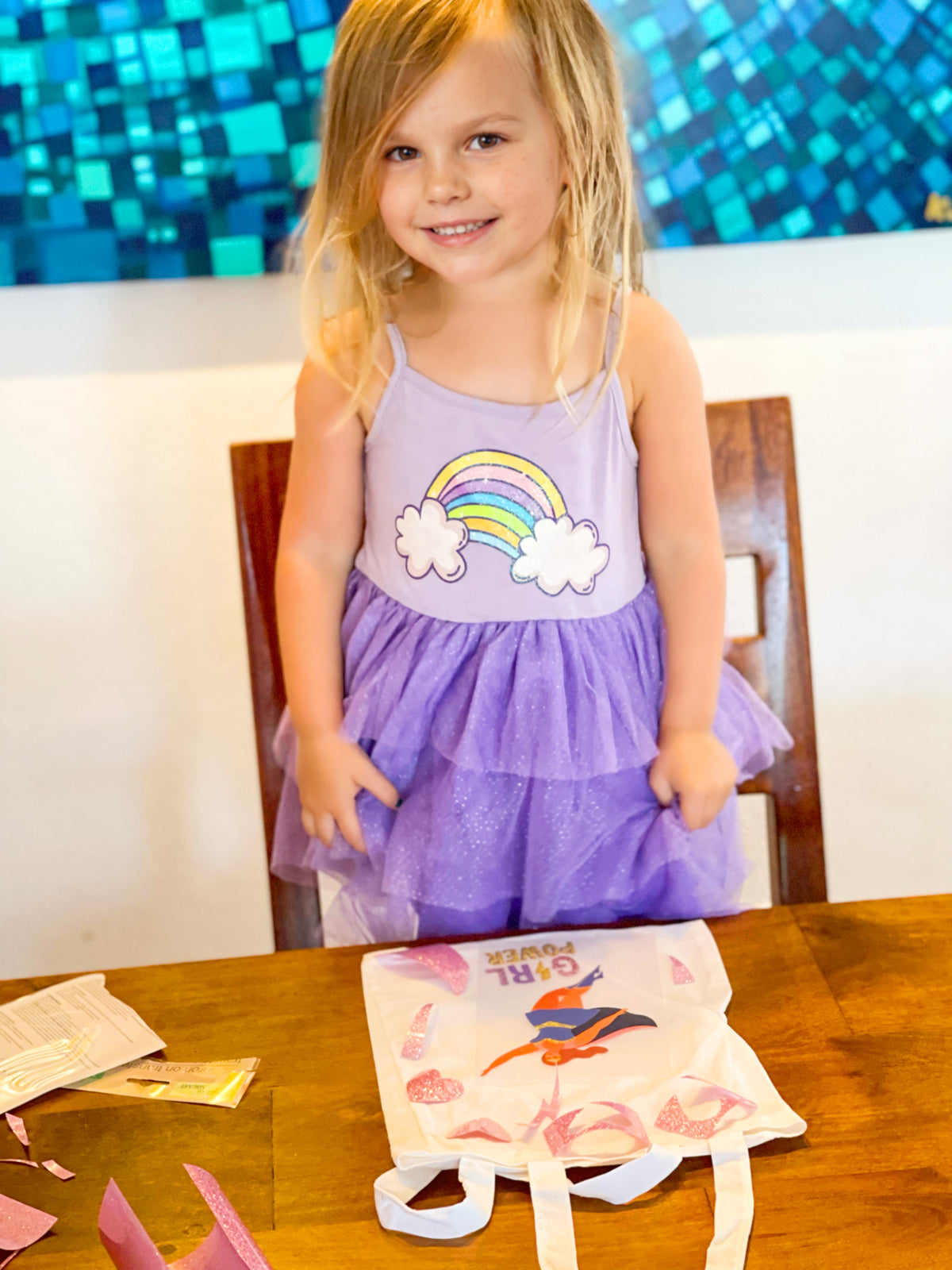 #AF22009 Girls Purple Tutu Dress, Rainbow Cloud Ballerina