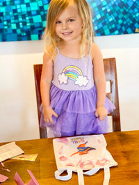 #AF22009 Girls Purple Tutu Dress, Rainbow Cloud Ballerina