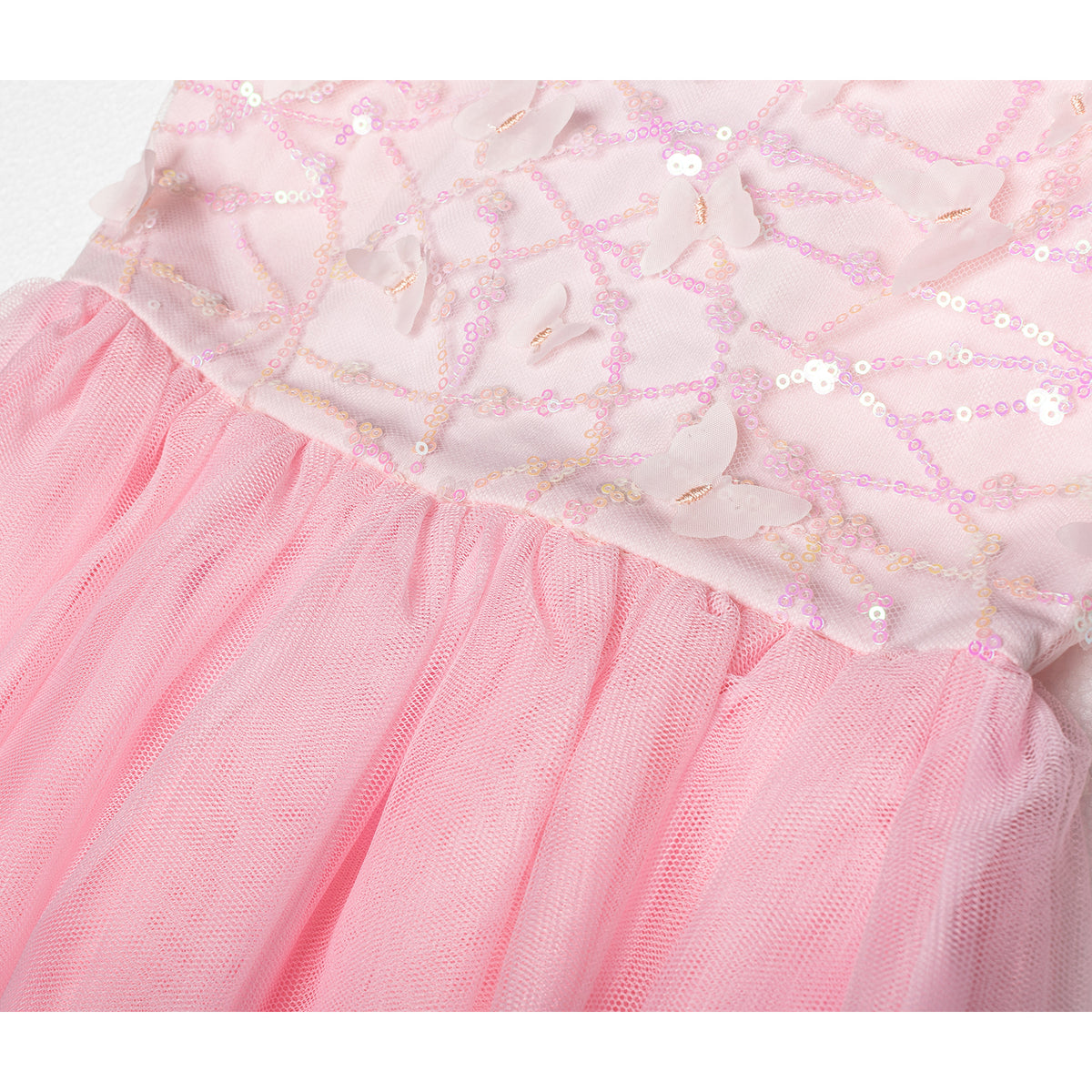 #ZP2204007  Girls' 3D Sequin Butterfly Tutu Dress - Sleeveless Easter Birthday Party Princess Tulle Dress for Toddler & Little Girls (Ages 3–7 Years)