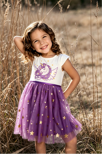 #AF22003 Girls Purple Unicorn Tutu Dress