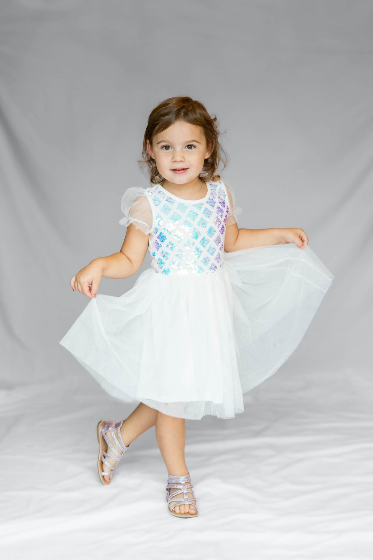 #ZP2204005 Girls' Mermaid Sequin Tulle Dress