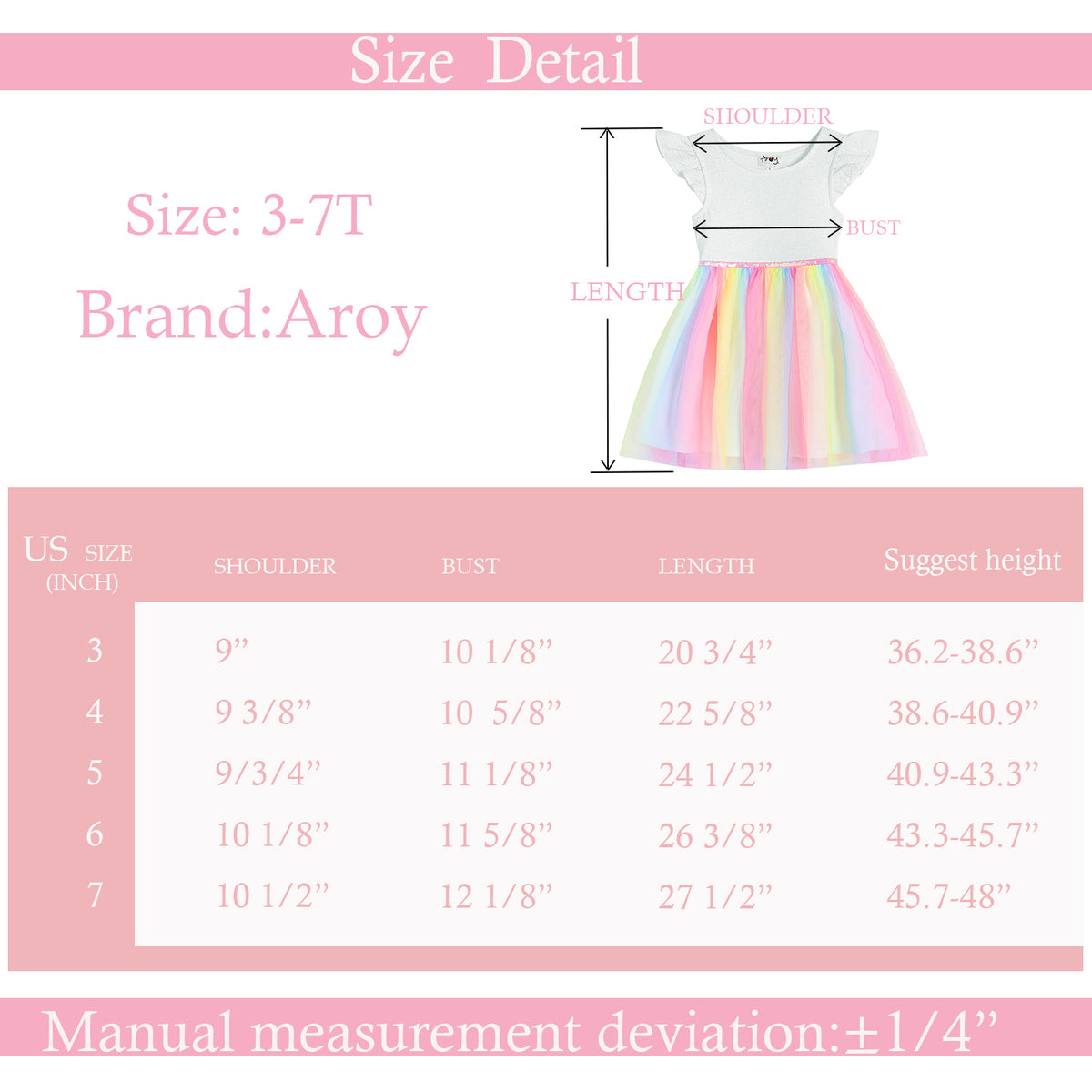 #TU2206019 Girls' Unicorn Rainbow Tulle Dress