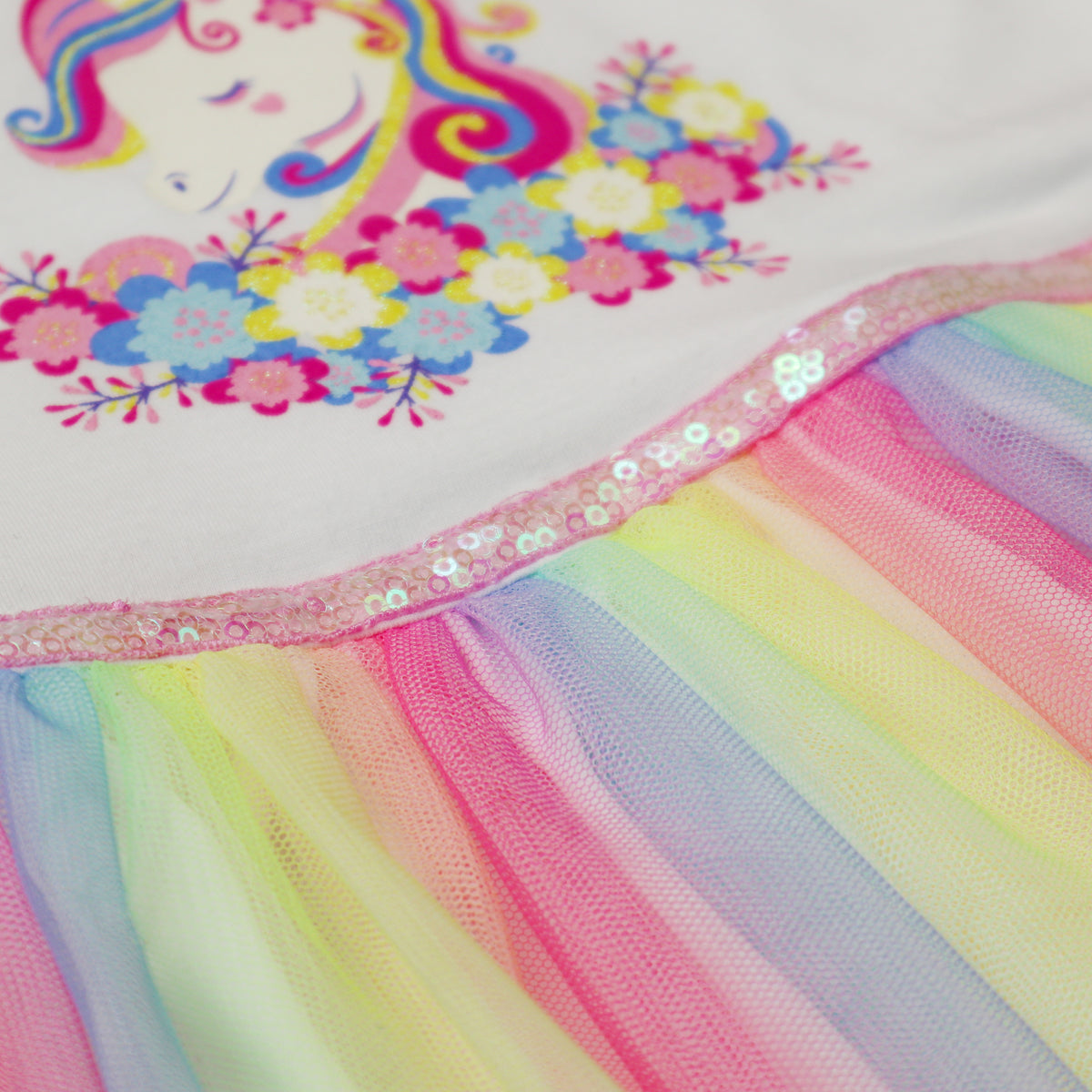 #TU2206019 Girls' Unicorn Rainbow Tulle Dress