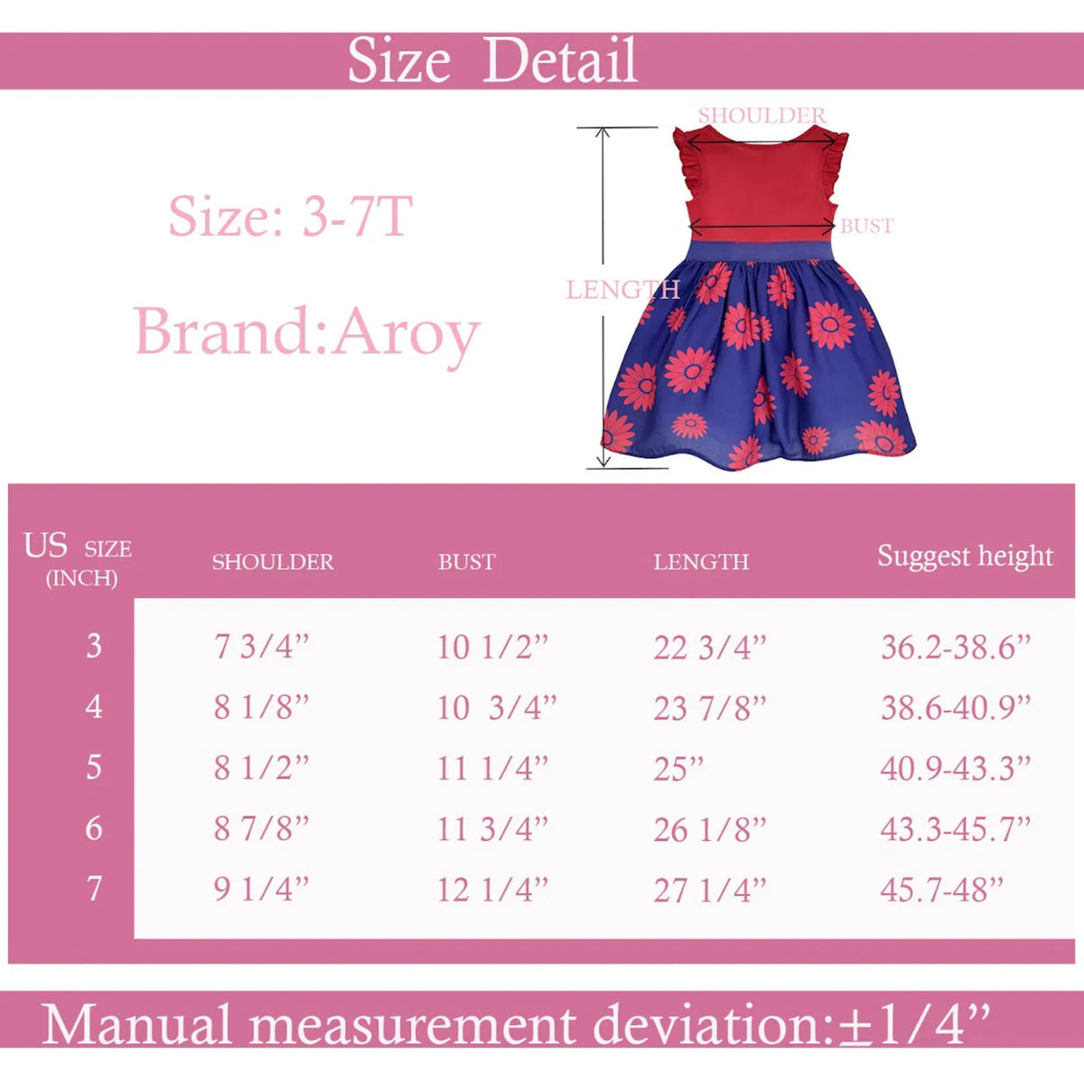 #AF22OO5 Girls’ Blue & Red Sunflower Bow Dress
