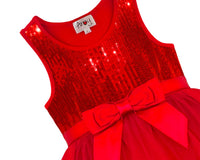 #AF22006 Girls' Red Sequin Tulle Dress