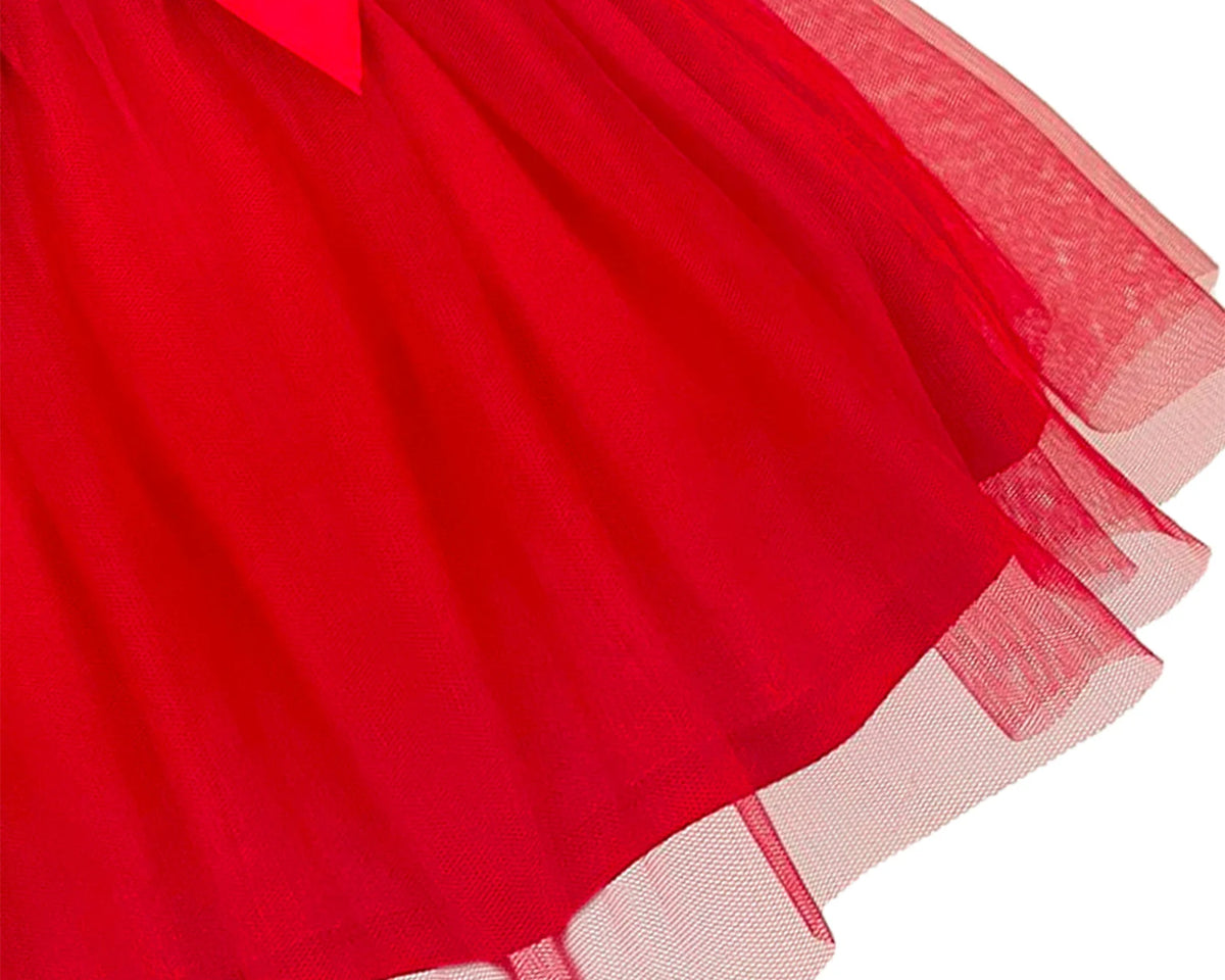 #AF22006 Girls' Red Sequin Tulle Dress