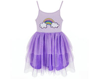 #AF22009 Girls Purple Tutu Dress, Rainbow Cloud Ballerina