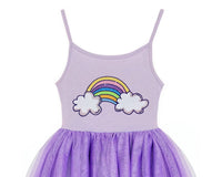 #AF22009 Girls Purple Tutu Dress, Rainbow Cloud Ballerina