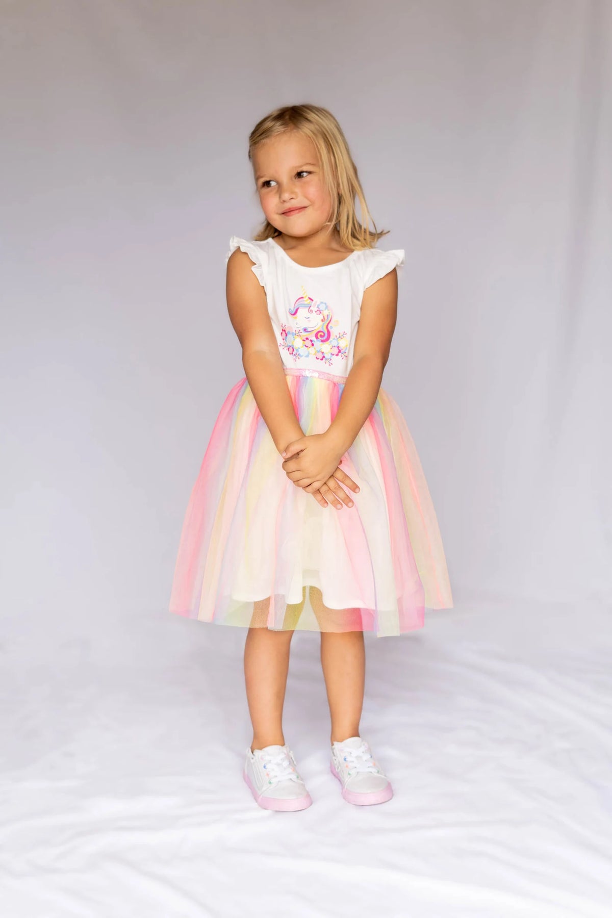 #TU2206019 Girls' Unicorn Rainbow Tulle Dress