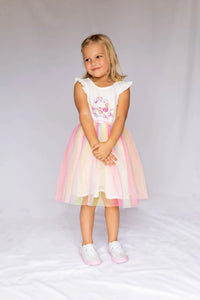 #TU2206019 Girls' Unicorn Rainbow Tulle Dress