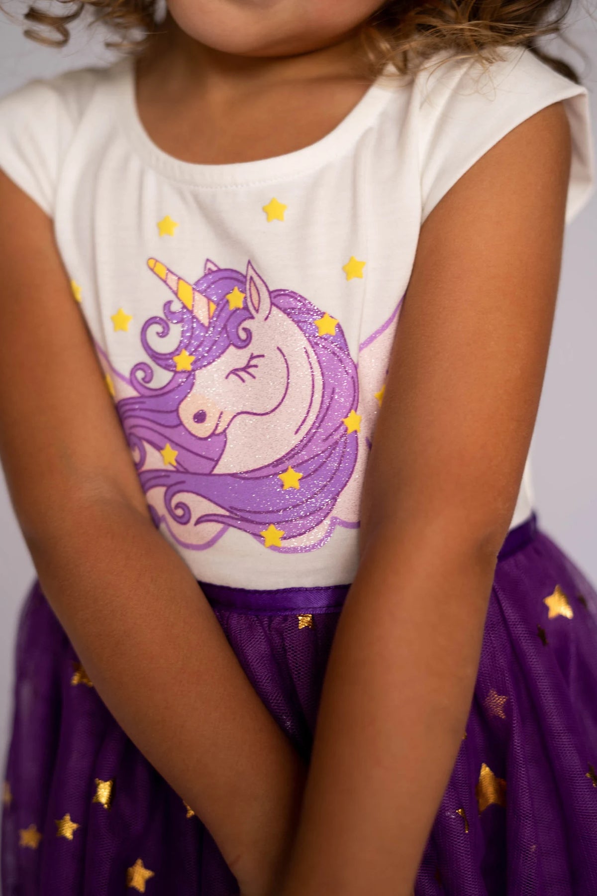 #AF22003 Girls Purple Unicorn Tutu Dress