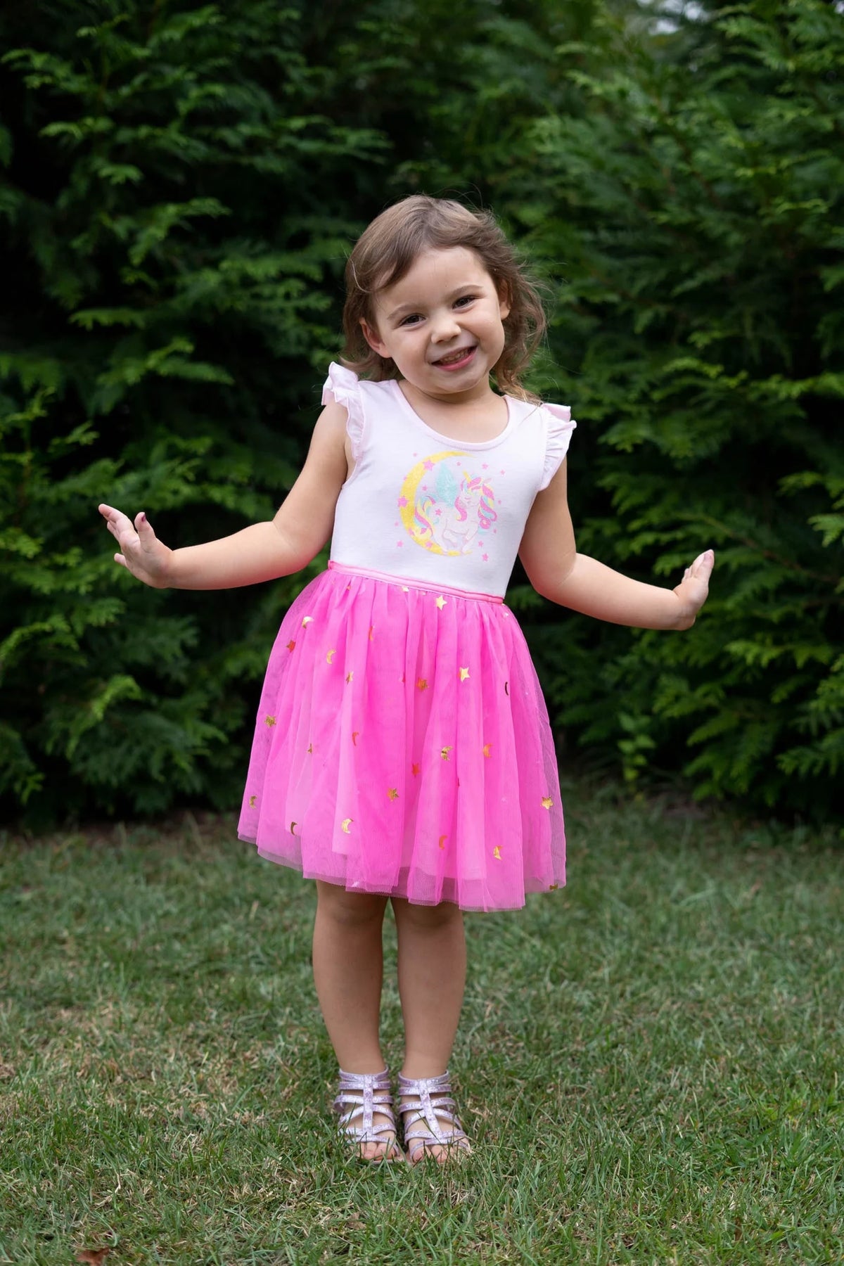 #AF22004 Girls Pink Unicorn Tutu Dress