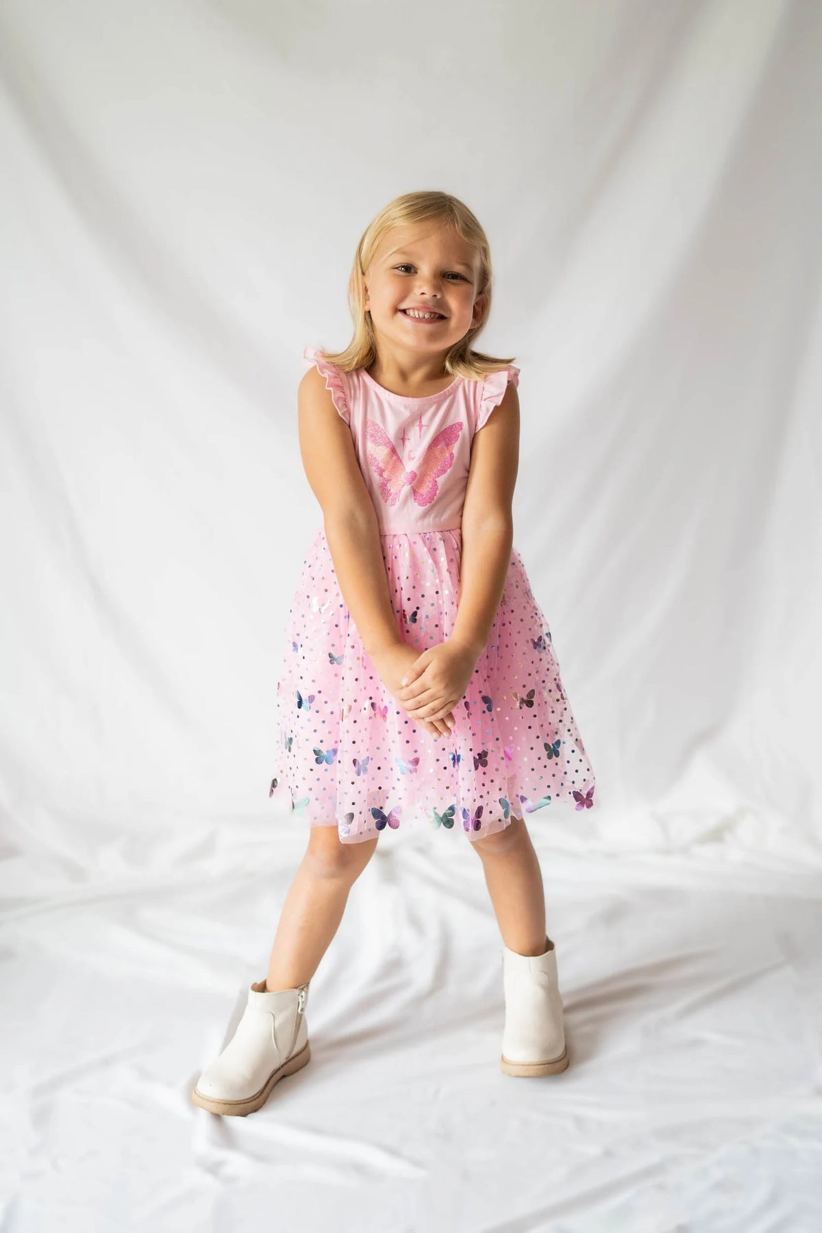 #AF22007 Pink Butterfly Tutu Dress