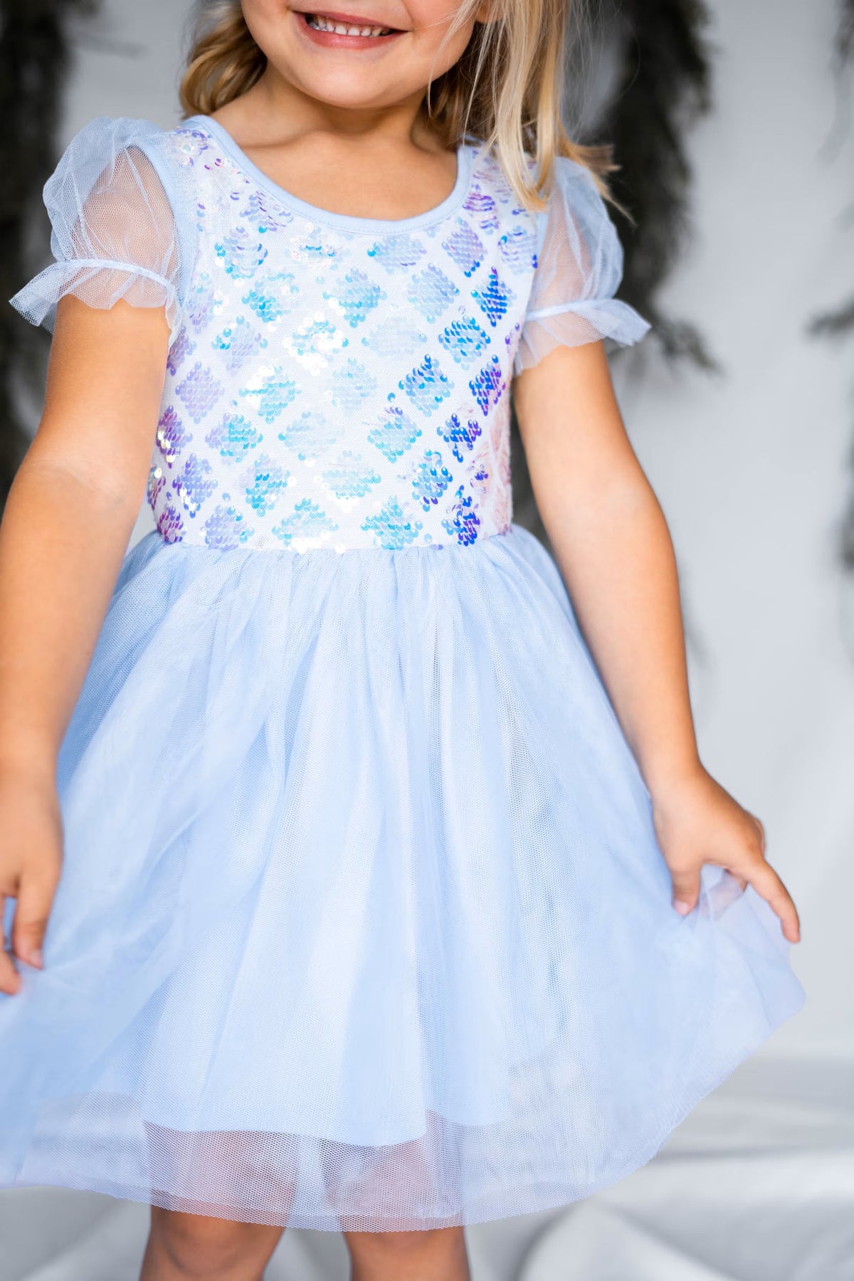 #ZP2204005 Girls' Mermaid Sequin Tulle Dress