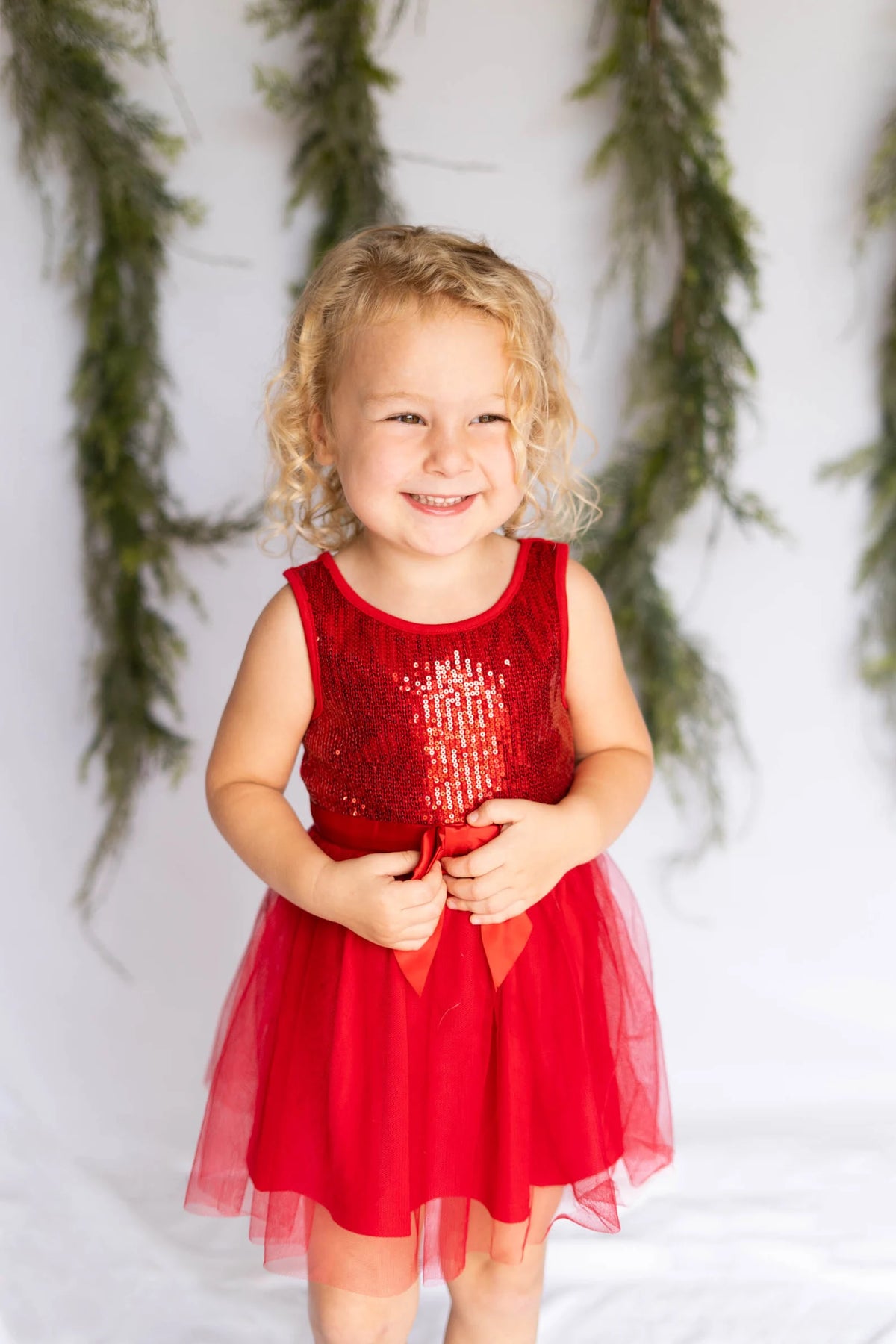 #AF22006 Girls' Red Sequin Tulle Dress