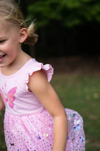 #AF22007 Pink Butterfly Tutu Dress