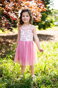#TL2207006 Dusty Rose Butterfly Lace Tutu Dress